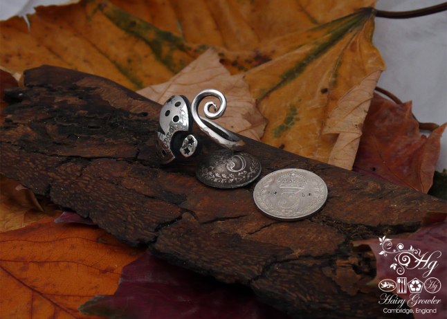 Handmade and recycled silver coin ladybird ring